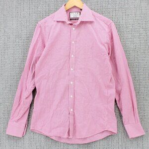 PINK By Thomas Pink Shirt Mens Size 15 Pink Plaid Button Down Long Sleeve